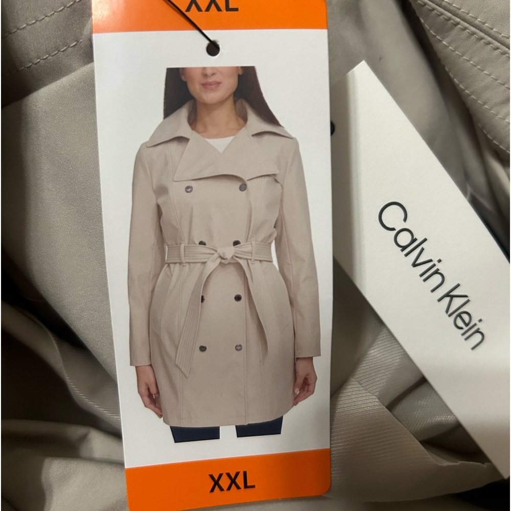 Calvin Klein Women’s Trench Coat color oyster size XXL NWT